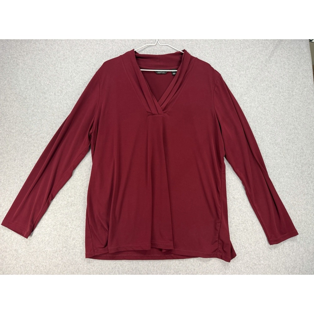 Susan Graver Ladies  Everyday Burgundy V-Neck Top Size XL